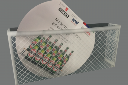 Transparente Folien - PoS Dispenser Tor für die WM